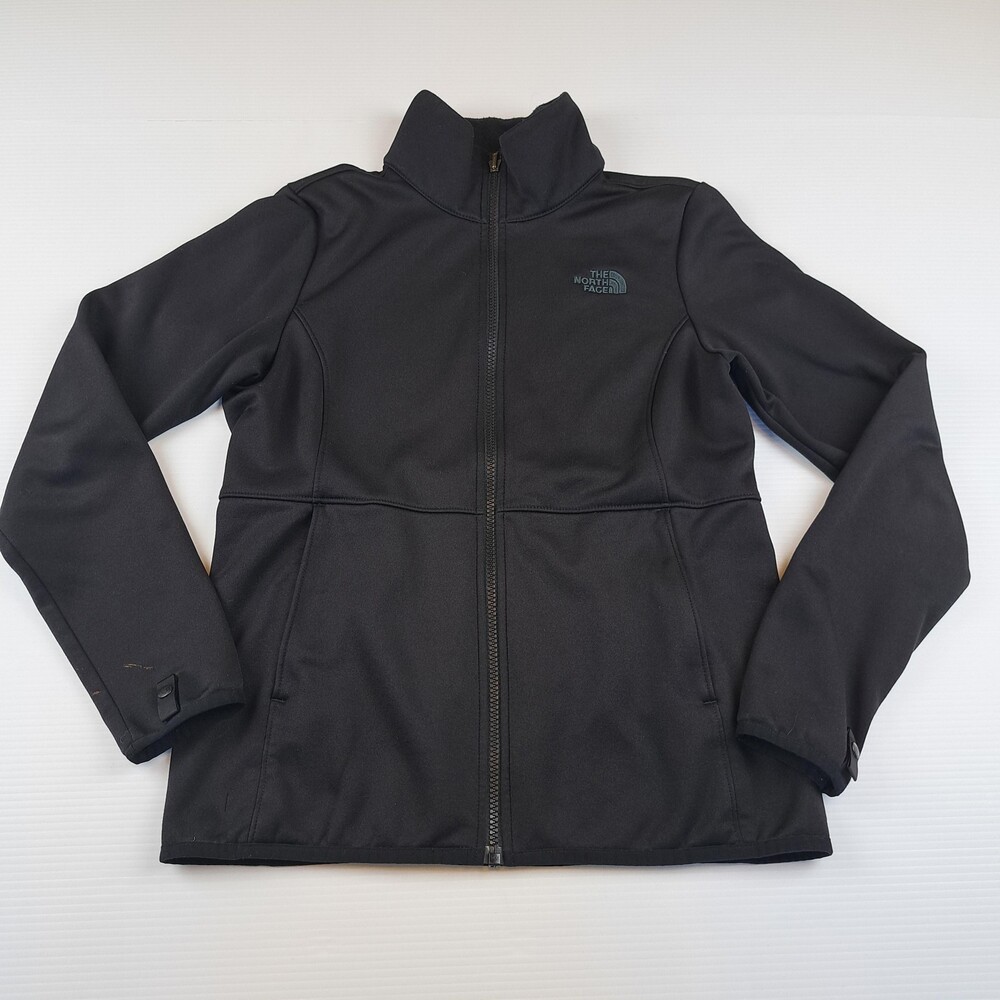 The North Face Jacket Women Small Black Softshell Full Zip Fleece Hiking Outdoor